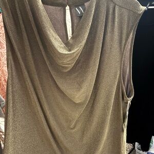 Worthington Metallic Gold V-Neck Top